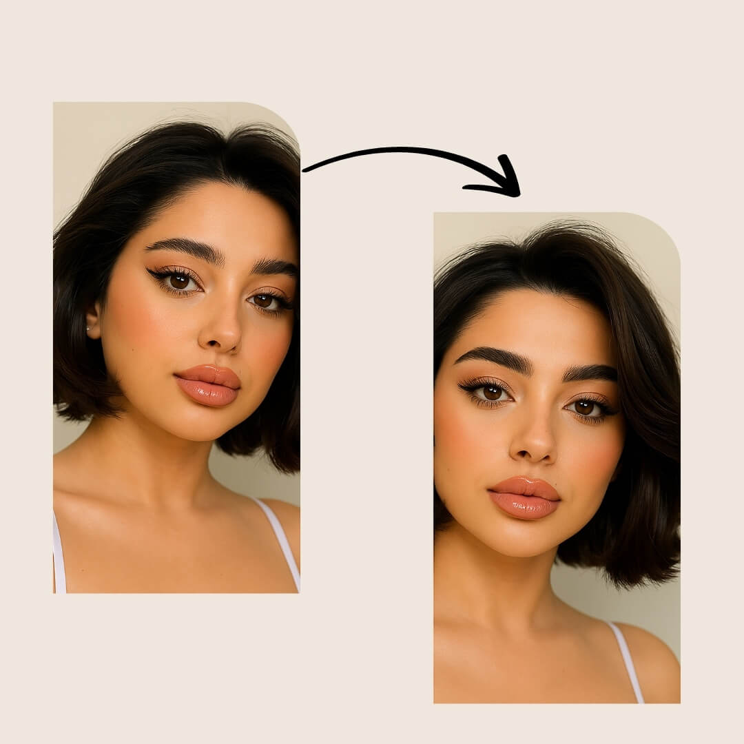 Vorher-Nachher Ergebnis mit BrowUp – definierte Augenbrauen in Sekunden